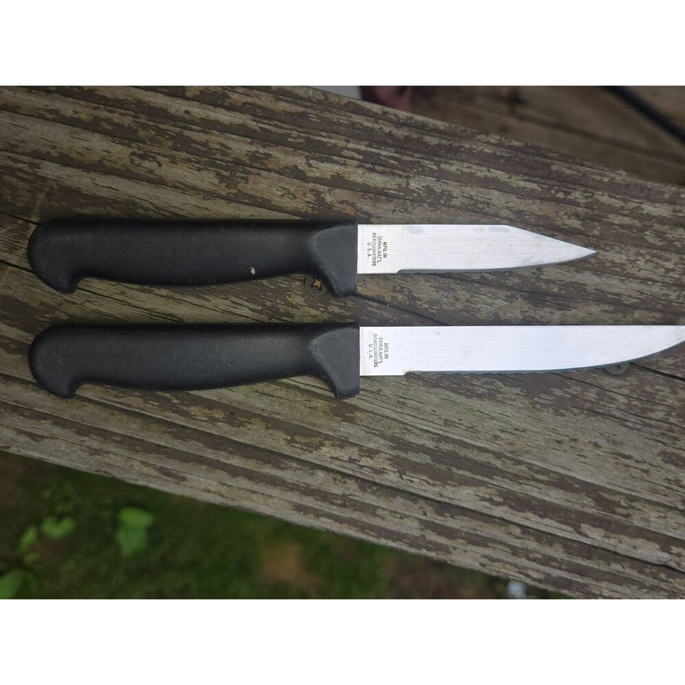 Pair of Vintage Diamond Cut™ Stainless Steel Serrated Knives (Paring & Utility)